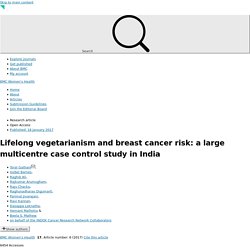 BMC WOMEN'S HEALTH 18/01/17 Lifelong vegetarianism and breast cancer risk: a large multicentre case control study in India