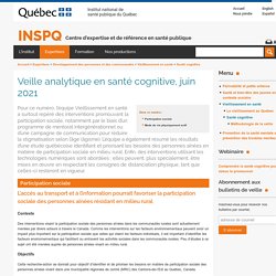Veille analytique en santé cognitive / INSPQ, juin 2021