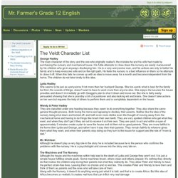 The Veldt Character List - Mr. Farmer's Grade 12 English