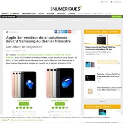 Apple 1er vendeur de smartphones devant Samsung au dernier trimestre