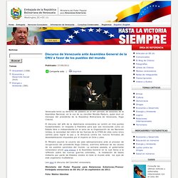 Discurso de Venezuela ante Asamblea General de la ONU a favor de los pueblos del mundo