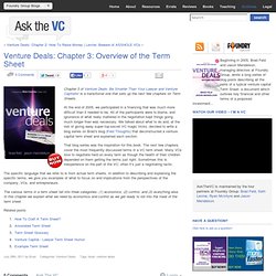 Venture Deals: Chapter 3: Overview of the Term Sheet