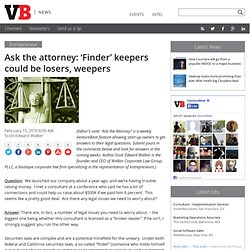 Ask the attorney: ‘Finder’ keepers could be losers, weepers