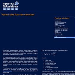 Venturi tube flow rate meter and Venturi effect calculator