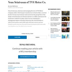 Q&A: Venu Srinivasan of TVS Motor Co.