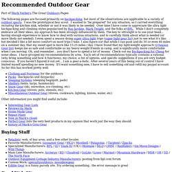 Mark Verber's Recommended Outdoor Gear