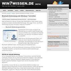 Bluetooth-Verbindung unter Windows 7 einrichten - Windows 7 Ratgeber - win7wissen.de