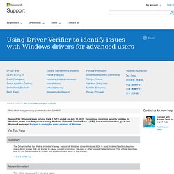 Using Driver Verifier to identify issues with Windows drivers for advanced users