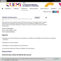Dossier SPME 2018/ Vérifier l'information - CLEMI