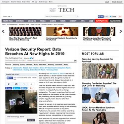 Verizon Security Report: Data Breaches At New Highs In 2010