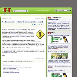 The Bazaar version control system enters beta for version 2.4