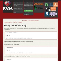 'rvm default' - setting default ruby for new terminals