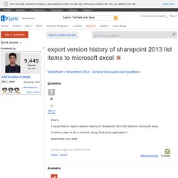 export version history of sharepoint 2013 list items to microsoft excel