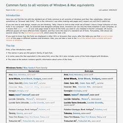 Common fonts to all versions of Windows & Mac equivalents (Browser safe fonts) - Web design tips & tricks