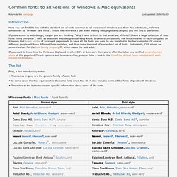 Common fonts to all versions of Windows & Mac equivalents (Brows