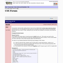 Vertical Center with CSS CSS forum at WebmasterWorld
