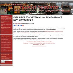 Free rides for veterans on Remembrance Day, November 11