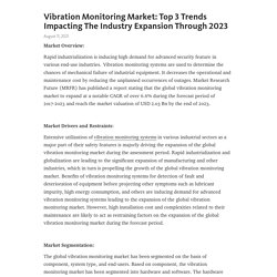 Vibration Monitoring Market: Top 3 Trends Impacting The Industry Expansion Through 2023 – Telegraph
