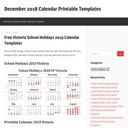 Free Victoria School Holidays 2019 Calendar Templates
