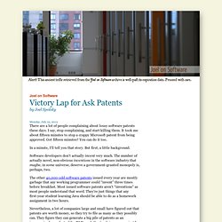 Victory Lap for Ask Patents