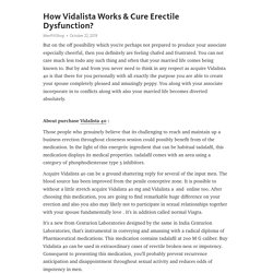 How Vidalista Works & Cure Erectile Dysfunction?