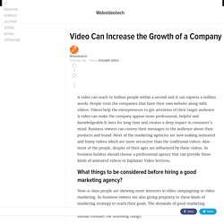 Video Can Increase the Growth of a Company