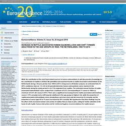 EUROSURVEILLANCE 25/08/16 Increase in reptile-associated human salmonellosis and shift toward adulthood in the age groups at risk, the Netherlands, 1985 to 2014.
