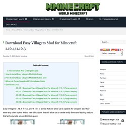 Download Easy Villagers Mod for Minecraft 1.16.4/1.16.3 - Wminecraft.net