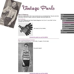 Vintage Purls - Free vintage knitting patterns, resources and discussion - Patterns for Men