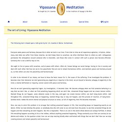 The Art of Living: Vipassana Meditation