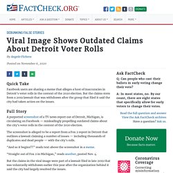 11/6/20: Viral Image Shows Outdated Claims About Detroit Voter Rolls