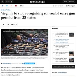 Virginia to stop recognizing concealed carry gun permits from 25 states