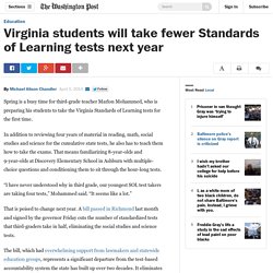 Virginia students will take fewer Standards of Learning tests next year