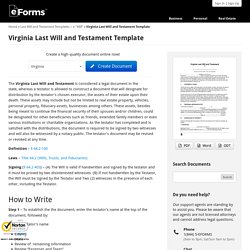 Free Virginia Last Will and Testament Template - PDF