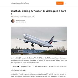 Crash du Boeing 777 avec 108 virologues à bord ! - by Brigitte Bouzonnie - Lettre politique de Brigitte Pascall