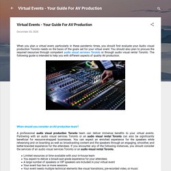 Virtual Events - Your Guide For AV Production