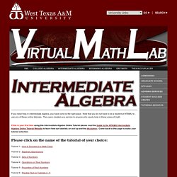 Virtual Math Lab - Intermediate Algebra