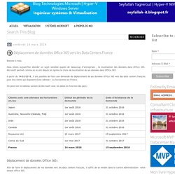 Déplacement de données Office 365 vers les Data Centers France
