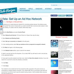 Vista: Set Up an Ad Hoc Network