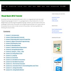 Visual Basic 2012 Tutorial
