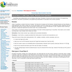 Visual Basic 6 (VB6) Data Types, Modules and Operators