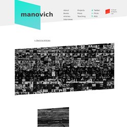 Lev Manovich - Media Visualization: Visual Techniques for Exploring Large Media Collections