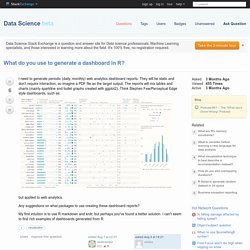 visualization - What do you use to generate a dashboard in R? - Data Science Stack Exchange