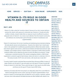 Vitamin D: Its Role in Good Health and Sources to Obtain It