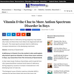Vitamin D the Clue to More Autism Spectrum Disorder in Boys