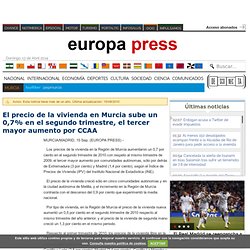 El precio de la vivienda en Murcia sube un 0,7% en el segundo trimestre. europapress.es