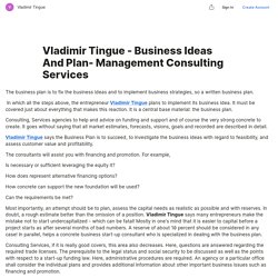 Vladimir Tingue - Business Ideas And Plan- Management Consulting Services — Teletype