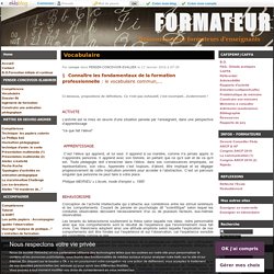 Vocabulaire - FORMATEUR