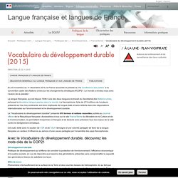 Vocabulaire du développement durable (2015) - Langue française et langues de France
