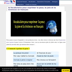 Vocabulaire pour exprimer la peur, la joie et la tristesse en français